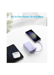 أنكر باور بانك مع كابل شحن USB-C مدمج إلى USB-C - أسود 20000 مللي أمبير