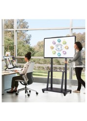 Mobile TV Cart TV Stand With Lockable Wheels for 32 to 75&quot; Inch Plasma LCD LED Flat or Curved Screen TVs up to 100lbs - Height Adjustable (32-75 inch)