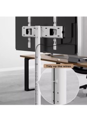 Radiotronics Movable Tv Stand For 37-75 Inch Lcd Led Flat Panel Curved Screen Tv Rolling Tv Stand Mobile Holds Up To 88 Lbs Portable Tv Stand Rolling Floor Tv Stand Max Vesa 600x400mm