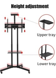 Homey Tech IBX-1500 Mobile/Rolling TV Cart &acirc;&euro;&ldquo; Tilt +15&Acirc;&deg; to -15&Acirc;&deg;, Lockable Wheels, Fits 32-65 Inch TVs (Max 50kg, VESA 600x400mm), Includes Camera Rack