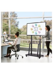 TV Stand with Wheels: Mobile TV Trolley with Mount For 32-80 Inch LED LCD Oled Flat Curved Screen Floor TV Cart Portable Rolling TV Monitor Shelf with Heavy Duty Base Max VESA 600x400MM