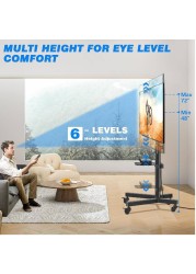 Rolling TV Stand, Mobile TV Stand with Upgraded Wheels For 32-70 Inch LCD LED OLED Flat Screen TVs up to 50 kg, Height Adjustable TV Stand With Laptop Shelf