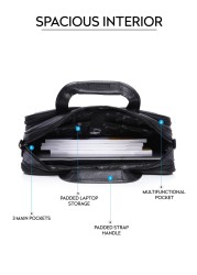 PARA JOHN Secure Business Professional Multi-Purpose Travel Laptop Bag with Hideaway Handles, Cross Shoulder Strap, Protective Padding / Office Bag, Macbook Bag