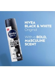 NIVEA MEN Black &amp; White Invisible Antiperspirant Deodorant Spray, Original, 72H Active Protection, 150ml