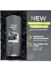 Dove Men+Care Purifying Cleanser Charcoal and Clay 3in1 400ml Pack of 2