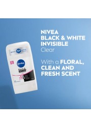 NIVEA Black &amp; White Invisible Antiperspirant Deodorant Stick for Women, Clear, 72H Active Protection, 50ml, Pack of 2