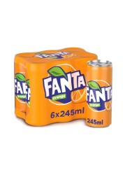 Fanta Orange Carbonated Soft Drink 245ml Pack of 6