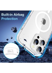 iPhone 16 Pro Clear MagSafe Case, Military-Grade Protection iPhone16 Pro Max Slim Shockproof Strong-Magnet Protective Phone Case, Anti Scratch &amp; Anti Fingerprint Without Lens Frame,Anti Yellowing