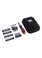 Black+Decker Magnetic Screwdriver With Ratchet Multicolour Set of 56 A7104