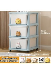 Cozy Nest 3-Layer Children&#39;s Toy Plastic Rolling Drawer Clothes Storage Box Organizer With Wheels For Office Kitchen Container Bathroom Living or Playroom Study