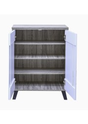 Stylish Two-Tone Shoe Cabinet with 3 Shelves &ndash; Compact Entryway or Bedroom Shoe Storage with Handle-Free Design and Sturdy Plastic Legs