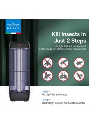 Brave 15W 1800V Electric Mosquito Killer Bug Zapper Indoor &amp; Outdoor UV Lamp Insect Trap Safe &amp; Chemical-Free Quiet &amp; High-Efficiency Wide Coverage Easy to Clean