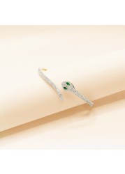 JANNAH Women&#39;s Fashion Bracelet | Rhinestones Snake with Green Eyes Curved Bar Design Bangles Jewelry Gifts for Women Ladies