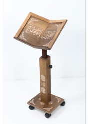 Turkish wooden Quran stand with wheels adjustable height large size MDF