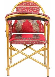 Muslim Prayer Chair Comfortable Velvet Padded Islamic Chair with Armrest and Side Pocket Foldable Sujud Chair. (Maroon)
