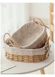 Set of 2 Eco-Friendly Oval Handwoven Storage Baskets with Handles, Durable Woven Bins with Sturdy Frame and Removable Liners for Home Organization in Living Room, Bedroom, Bathroom and Nursery-Beige