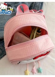 Sanrio حقيبة خفيفة متعددة الاستخدامات للتسوق والحفلات بتصميم كارتوني لطيف يظهر قطة سوداء ميلودي قابلة للعكس للا