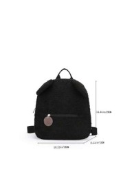 One Piece Boys And Girls Sherpa Bear Zipper Closure Cute Cartoon Backpack Suitable For Daily Use In Autumn And Winter