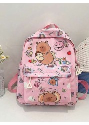 1pc Nylon Zipper Closure Fashionable And Cute Capibara Backpack Niche Design Adjustable Shoulder Straps Comfortable And Versatile Suitable For Daily Travel Backpacks And Highly Attractive Bags Suitabl