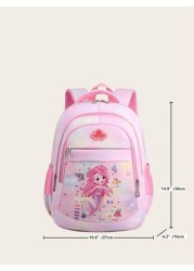 Girls Zipper Classic Backpack Mermaid Pattern Letter Patch Decor