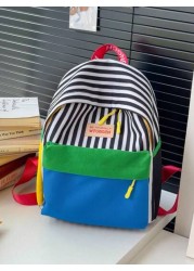 1 New Model Of Nylon Backpack For Girls And Boys With Contrasting Stripes Can Be Carried On One Shoulder Zipped Up And Closed Smoothly Fashionable And Casual Stylish And Individual Suitable For Daily