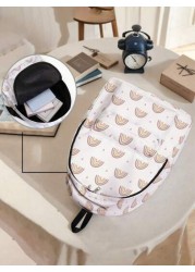 1pc Backpack With Colorful Paw Print Pattern Zipper Closure Pockets Backpack Suitable For Boys And Girls Daily Use For School And Outings