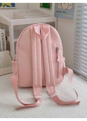 1pc New Fashion Student Backpack Versatile Cute Rabbit Ear Design Nylon Waterproof Large Capacity Rucksack No Pendant
