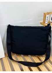 1pc Teenage Girls Star Printed Nylon Crossbody Bag With Flap Cover And Large Capacity Tote Bag