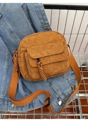 1pc Young Girl Plush Fabric Zipper Closure Casual Sling Bag Suitable For Everyday Use