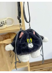 TOM AND JERRY TOM AND JERRY Shoulder Bag Cat And Mouse Bucket Bag Tom Cat Crossbody Hand Tied Drawstring Bag Bucket Bag