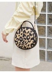Stylish Leopard Print Women s Shoulder Crossbody Round Bag Leopard Print Bag