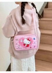 Sanrio 1pc Sanrio Fashion Versatile Girls Crossbody Shoulder Bag Kuromi Cinnamoroll Design PU Leather Kids Small Square Bag