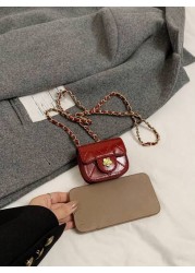 1pc Fashion Versatile Necklace Bag For Girls Solid Color Camellia Mini Crossbody Bag Quilted Embroidery Earbud Case