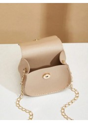 1pc Girls Mini Solid Color Crossbody Bag With Lip Stick Earphone Case Coin Purse Saddle Lip Stick Shoulder Bag Ideal For Daily Use Gift