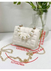 Cute And Fashionable Pearl Texture Handbag Coin Purse Crossbody Bag Outing Handbag Small Square Bag
