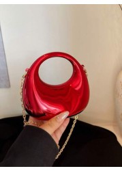 1pc Simple Handbag Acrylic Crescent Bag New Bright Chain Bag One Shoulder Handbag Fashionable Multifunctional One Shoulder Crossbody Evening Bag Suitable For Teenagers To Travel Daily Matching Suitabl