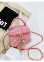 1pc Bucket Bag Diamond Bag High End Parent Child Handbag Fashionable Personalized Multifunctional Bag Cartoon Cute Flower Sequin Chain Handbag Niche Design Shoulder Crossbody Suitable For Shopping Tra