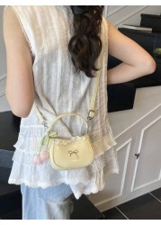 Cute Bow Handbag Lace PU Leather Shoulder Bag Mini Crossbody Coin Purse Elegant Lady Design Small Backpack