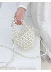 Girls Faux Pearl Beaded Satchel Bag