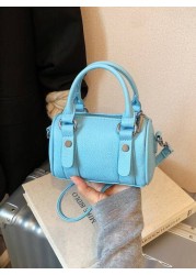 Fashionable Mini Pillow Shaped PU Handbag Girls One Shoulder Sling Bag