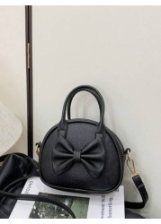 1pc Pu Zipper Fashion Sweet Bow Princess Style Candy Color Handbag Korean French Exquisite Aesthetic Niche Design Adjustable Shoulder Strap Shoulder Messenger Bag Versatile Casual Highly Attractive Ba