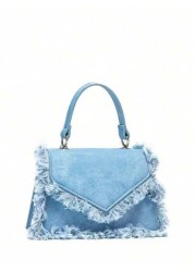 Simple Square Bag Casual Denim Blue Handbag Solid Color Chain Strap Crossbody Bag Shoulder Bag For Girls