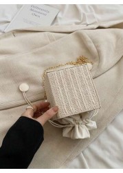 Woven Pearl Mini Handbag Fashion Chain Shoulder Crossbody Bag For Girls
