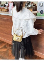 New Exported Children s Bag Girls Shoulder Handbag Mini Solid Color Heart Baby Alligator Texture Shoulder Bag