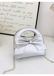 1pc Fashionable Popular Chain Bag Handbag Bow Shoulder Bag Cute Crossbody Bag With Cute Sweet Bow Decoration Handbag Pu Material Magnetic Buckle Opening And Closing Suitable For Shopping Attending Par