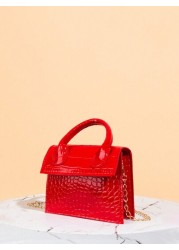 Glossy Patent Leather Chain Strap Satchel