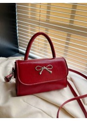 A Mini Casual Versatile Fashionable And Simple Cross Body Bag With A Diamond Shaped Bow Lipstick Suitable For Daily Use Going Out Shopping Dating Coin Purse That Can Be Worn On One Shoulder Or Across
