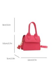 1pc Solid Color PU Flap Closure Mini Handbag Fashionable Retro Tote Shoulder Crossbody Square Bag Suitable For Daily Use