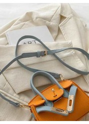 1 Pc New Model Girl s Fashion Retro Color Matching Handbag Pu Material Twist Lock Closure Crossbody Bag Simple And Elegant Casual And Versatile A Must Have For Daily Travel