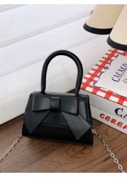 1pc Pu Magnet Closure Mini Fashion Cartoon Cute Sweet Bow Handbag Niche Design For Going Out To Play Change Lipstick Bag Korean Highly Attractive Chain Shoulder Messenger Bag Suitable For Going Out Sc